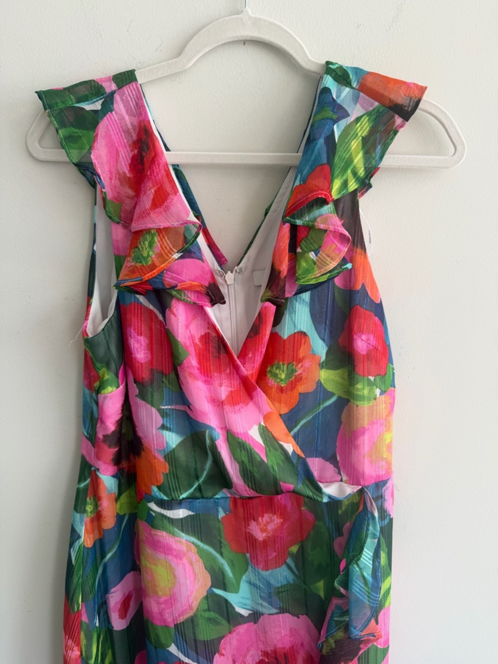 KENSIE Womens Sleeveless Ruffle Floral Maxi Faux Wrap Dress size 14 NWT - Picture 7 of 12
